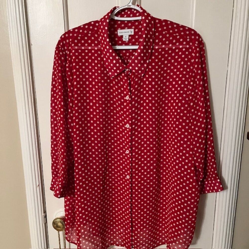 Susan Graver Polka Dot Tunic Blouse - 1X